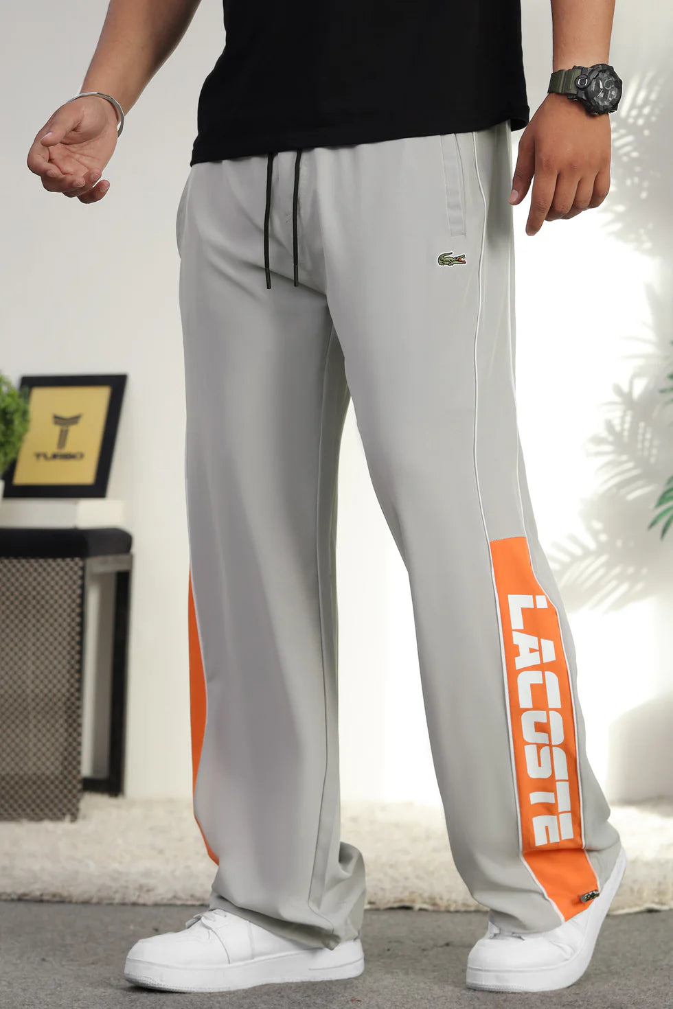 Locste Colour-Block Stripe Loose Bottom Trouser
