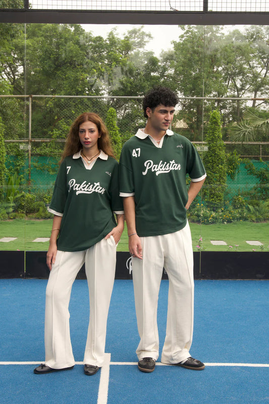 Pakistan Oversized Contrast Collar Knitted Polo Unisex