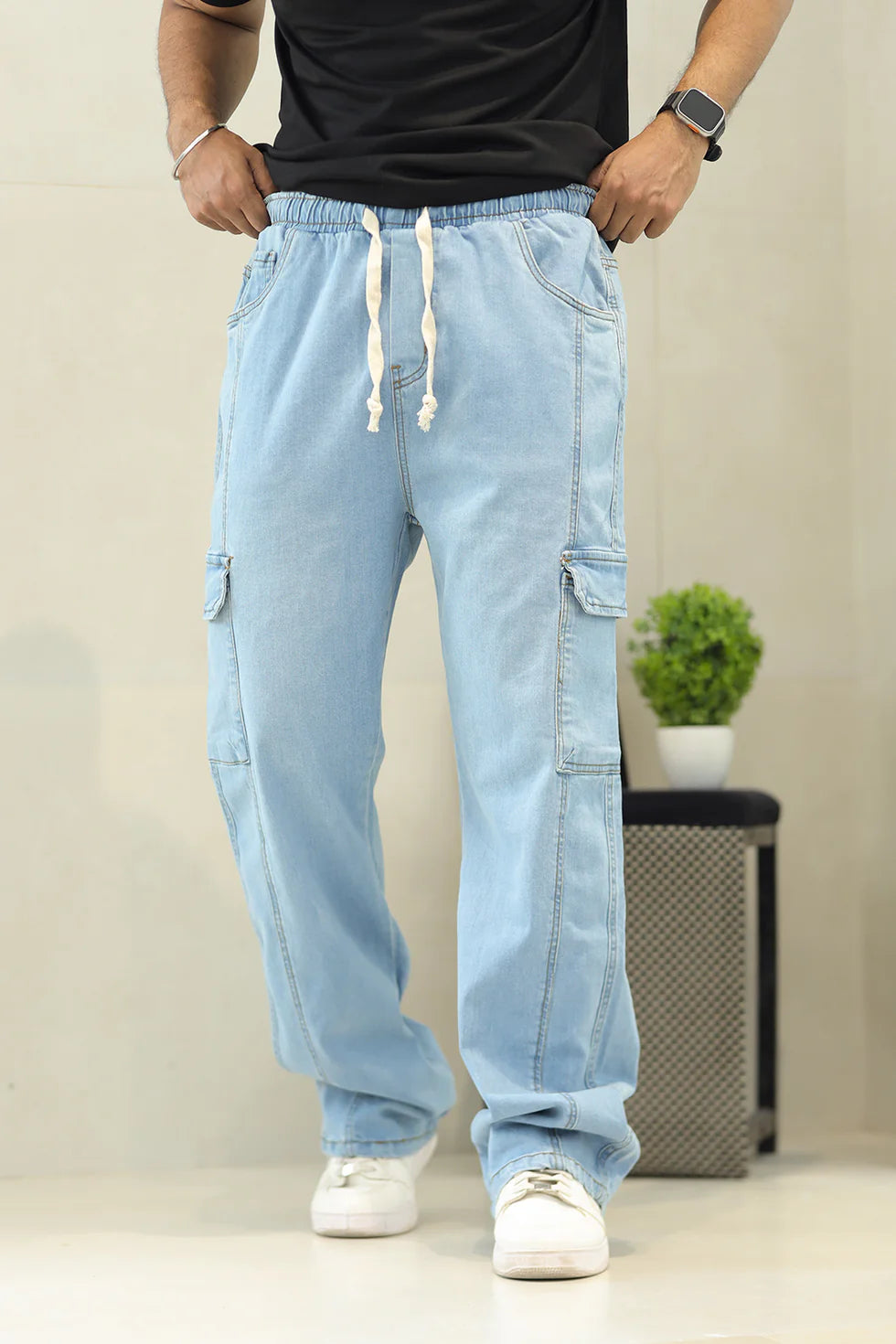 Turbo Cargo Fit Denim Baggy Jeans