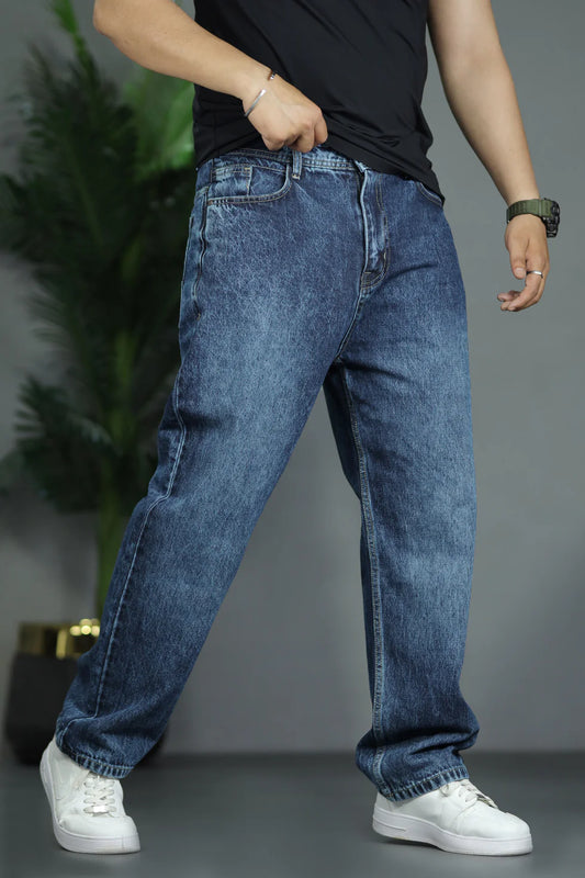 Turbo Remix Fusion Baggy Jeans In Dark Blue
