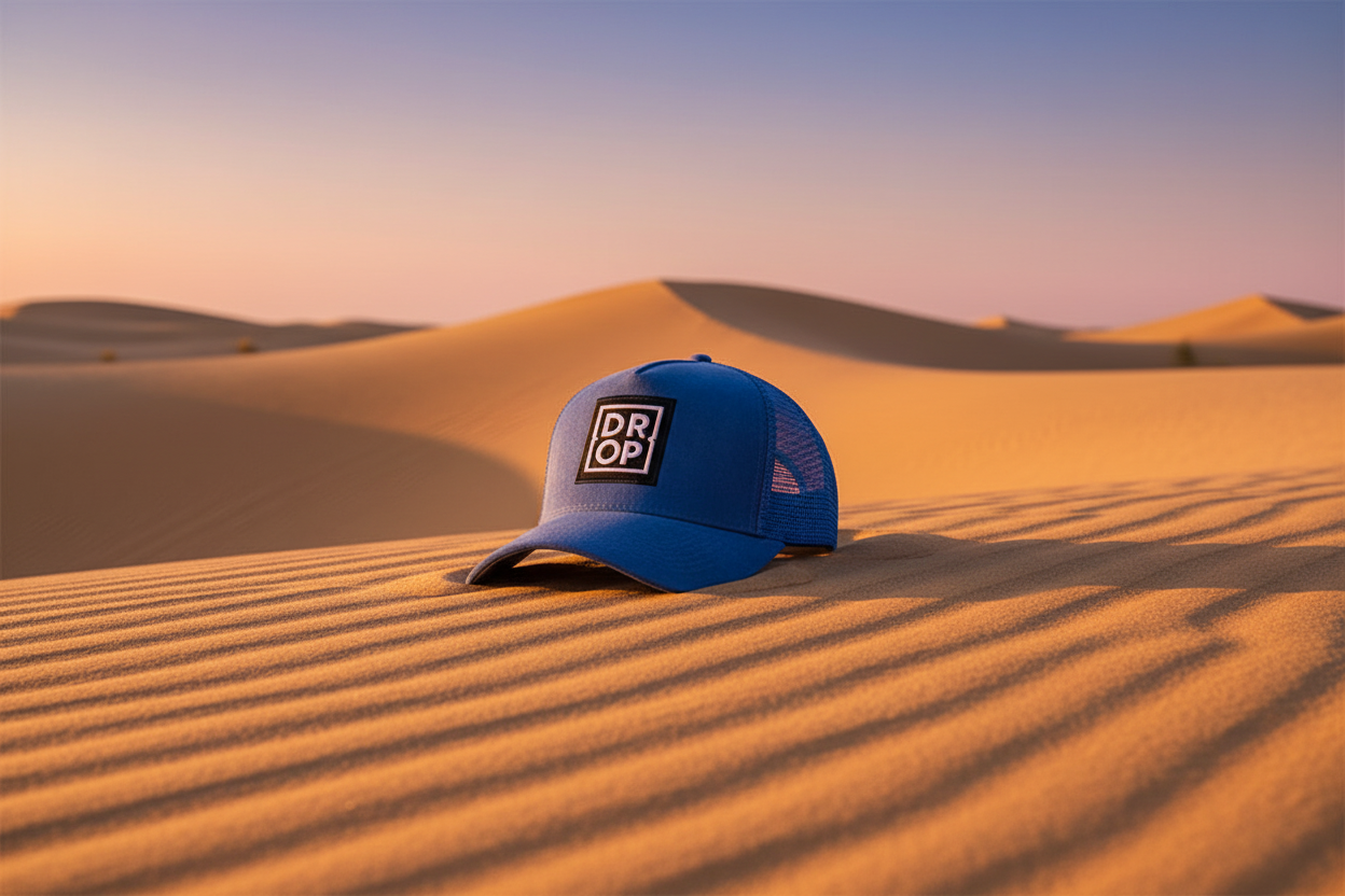 Blue DROP Cap – Desert Background